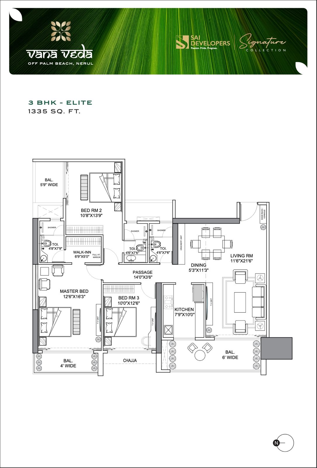3BHK Elite Floor Plan